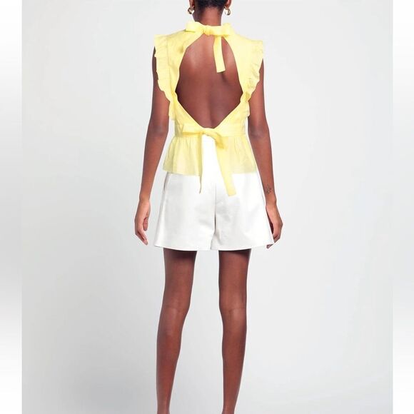 Sandro Backless Ruffled Top Sleeveless Yellow - M - Picture 1 of 15